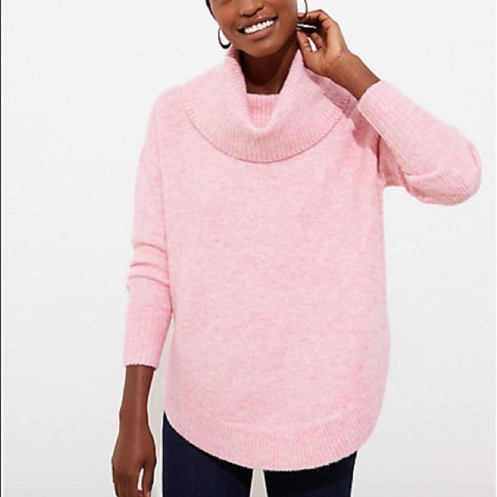LOFT Pink Cowl Neck Poncho Sweater Size S